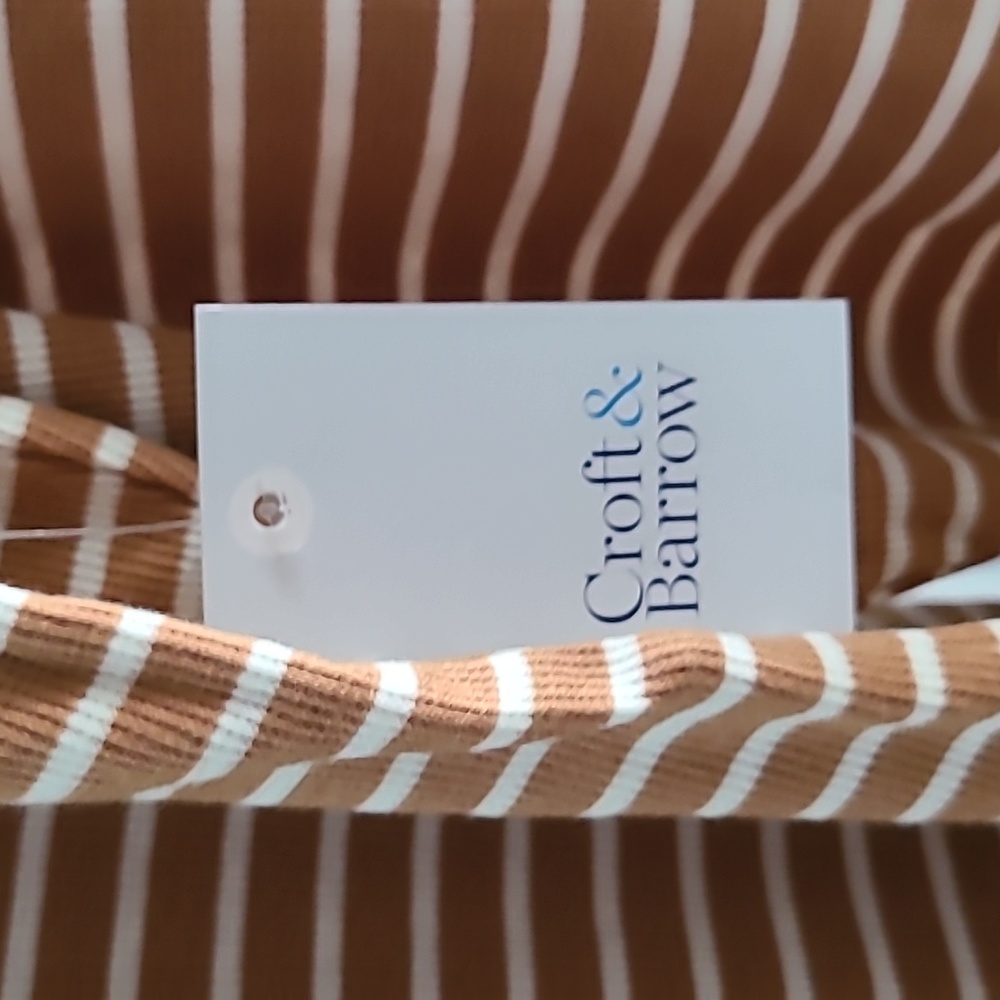 CROFT & BARROW WOMENS BROWN AND WHITE PLUS SIZE STRIPED LONG SLEEVE TOP SIZE XXL - Picture 4 of 12